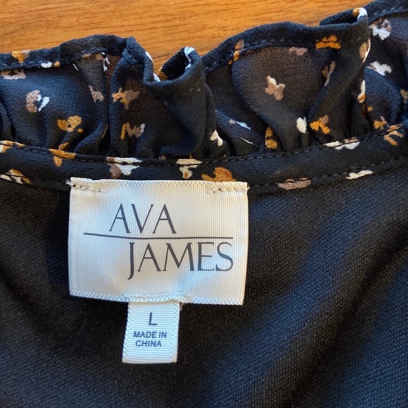 Floral Boho Dress Ruffle Neck Keyhole Tie Midi Dress Fairy Size L Black - Picture 5 of 6